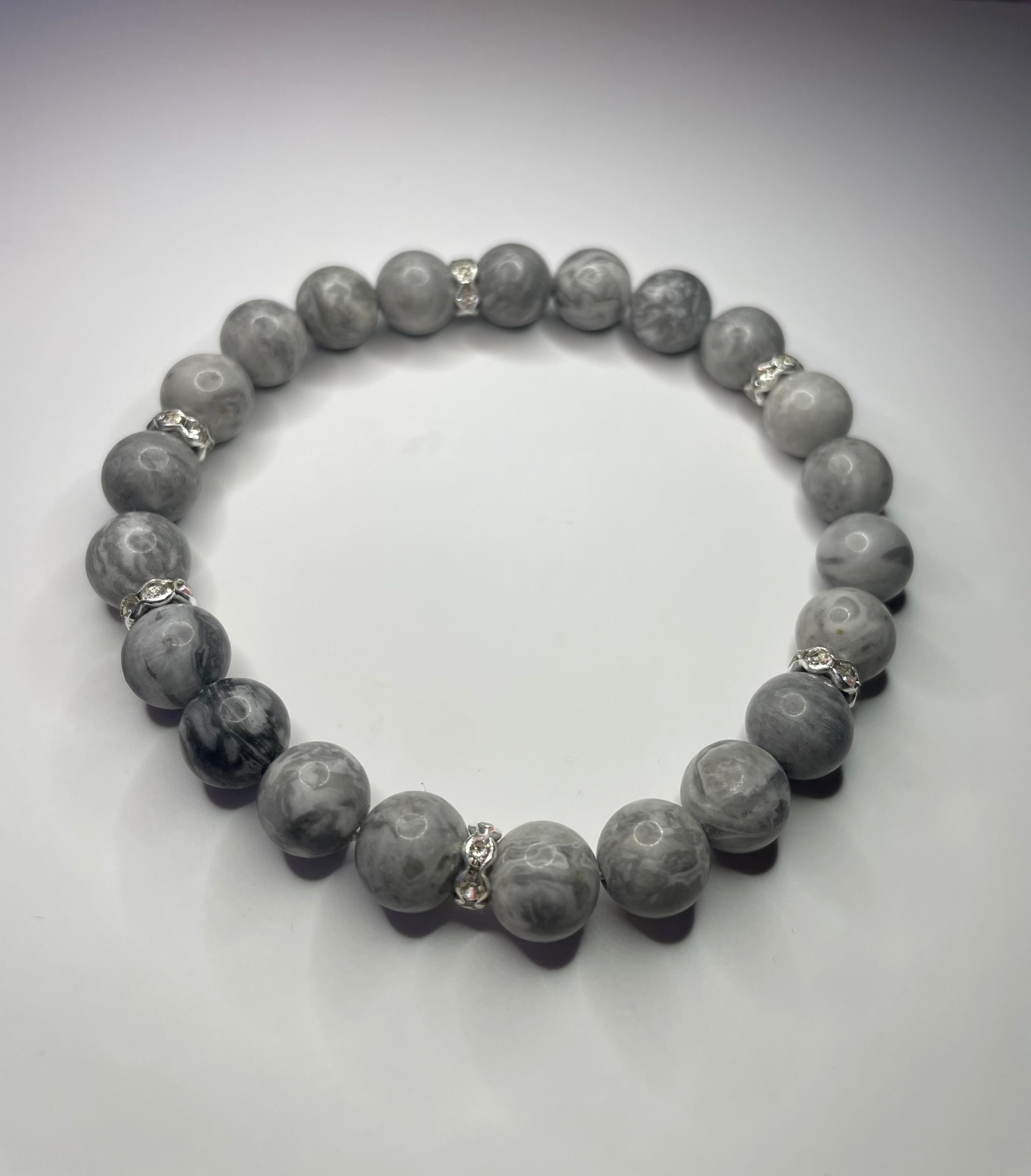 Natural stone Grey Jasper beads bracelet