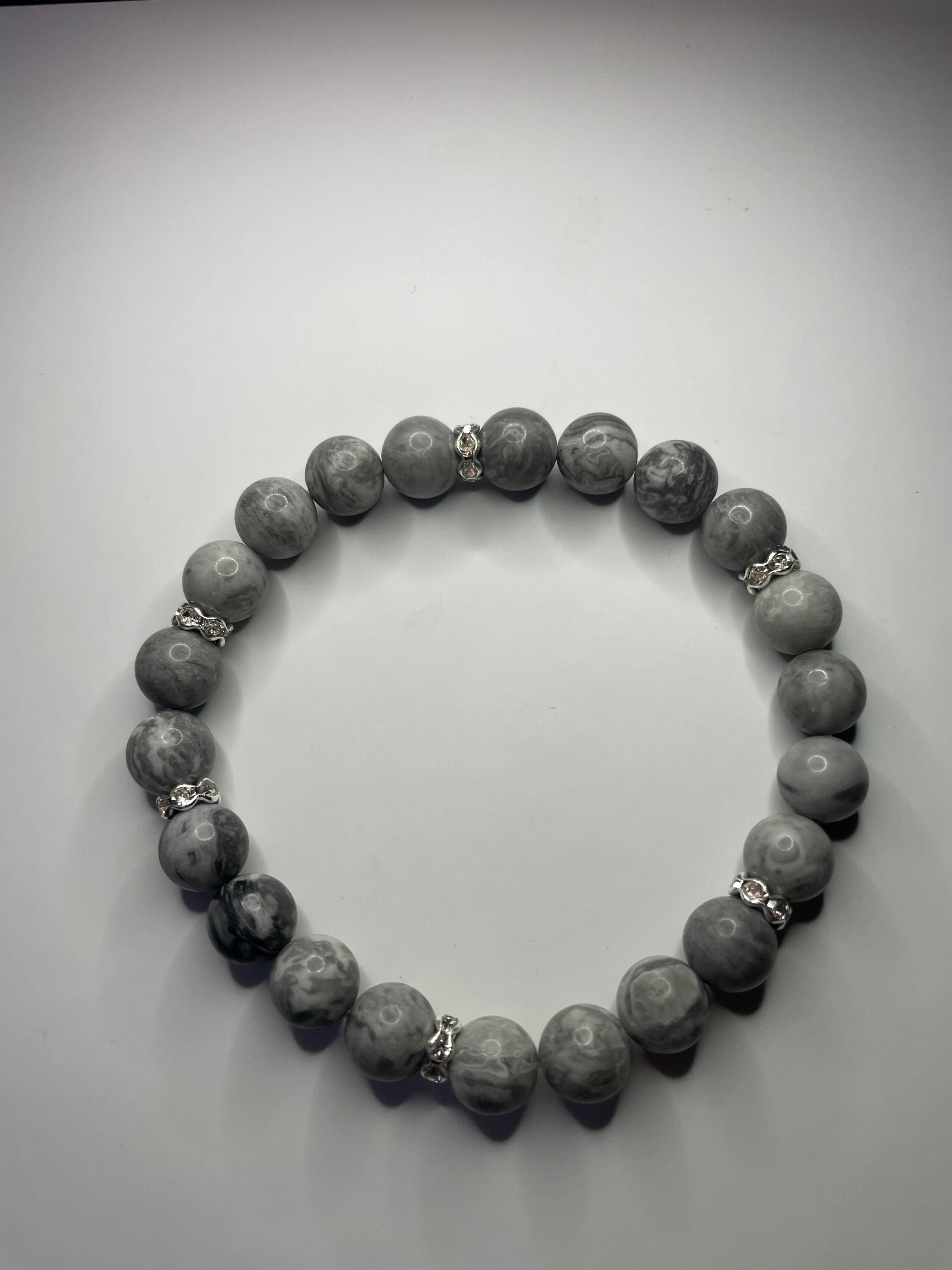 Natural stone Grey Jasper beads bracelet