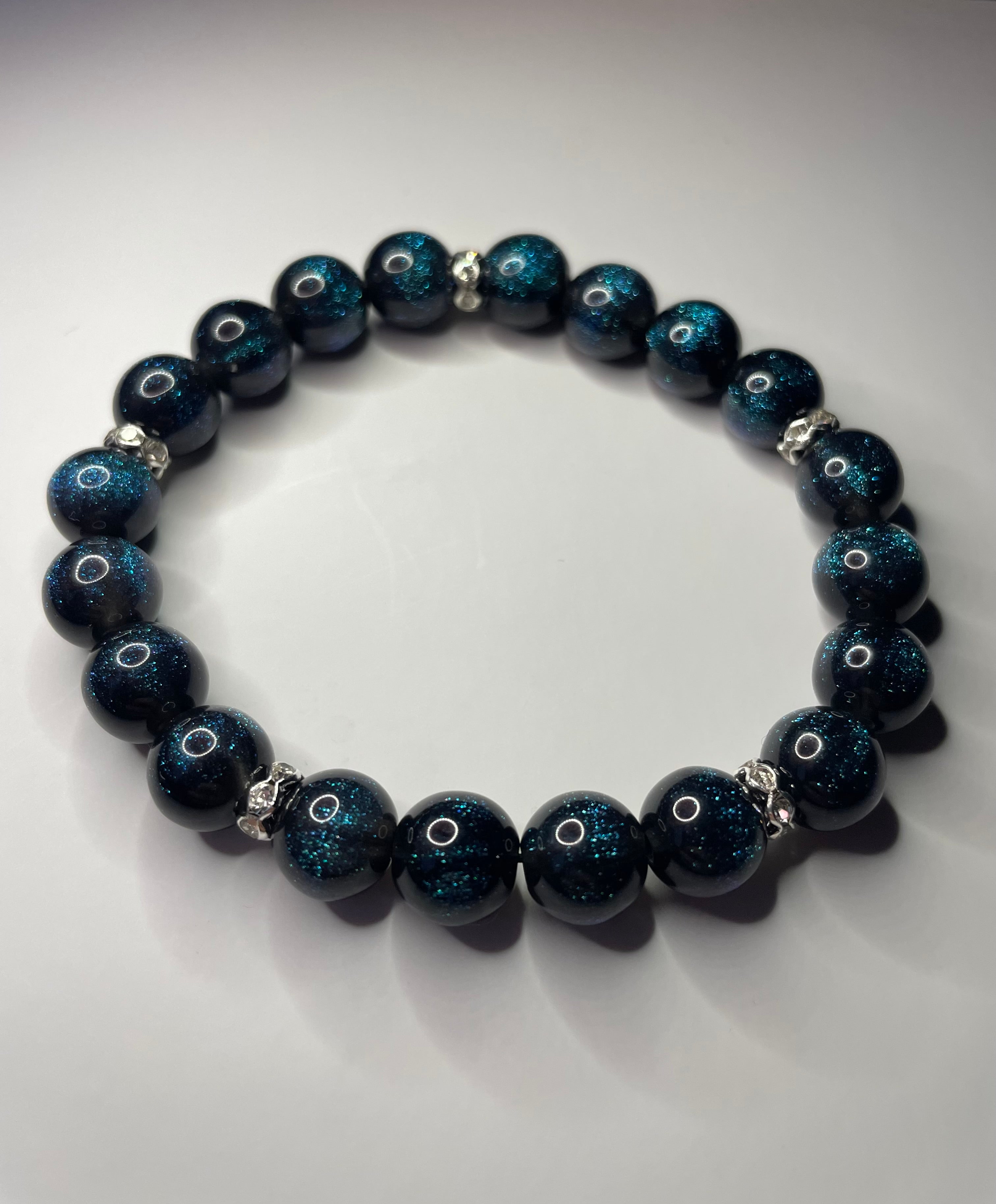 Black Crystal bracelet with Blue Sparkles