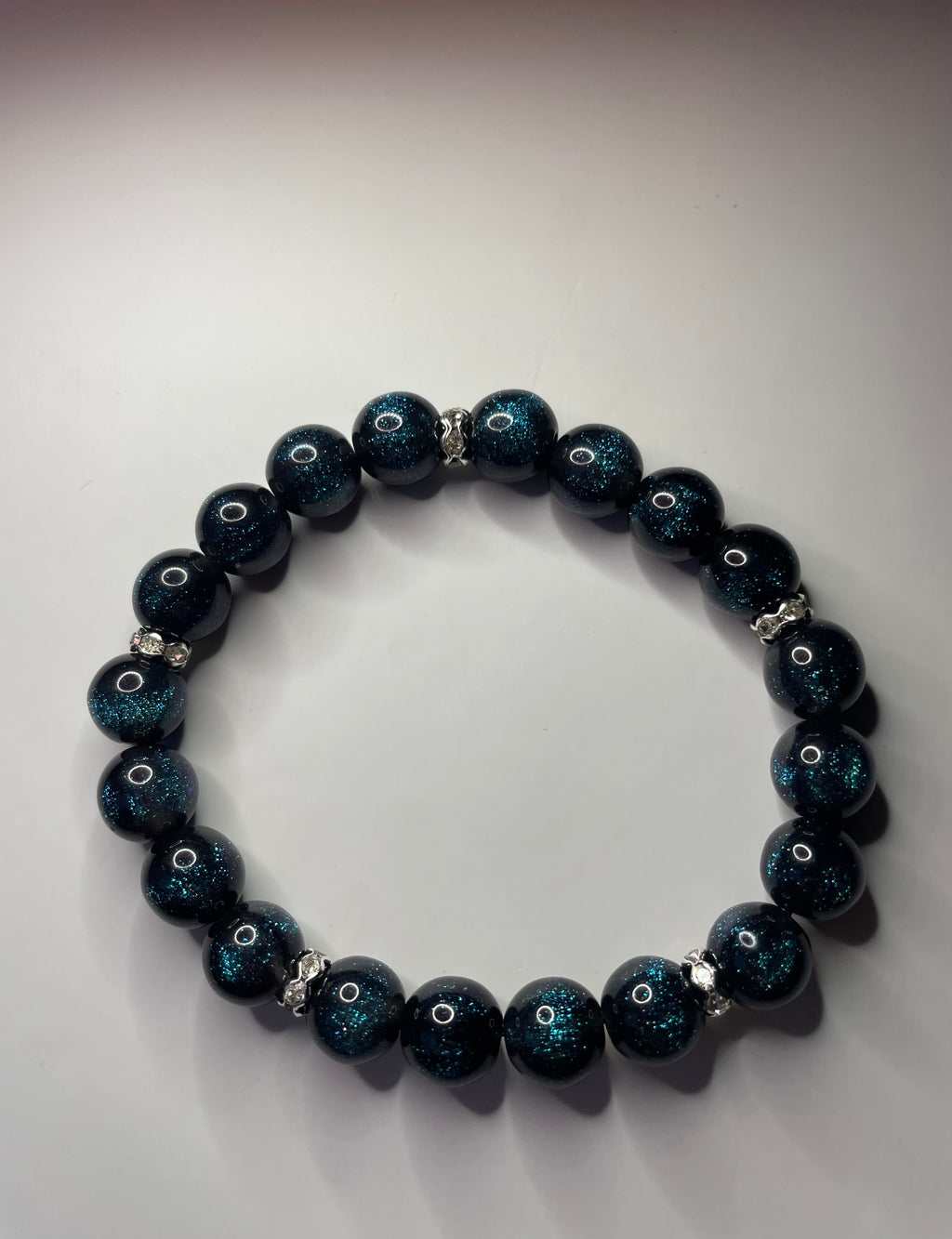 Black Crystal bracelet with Blue Sparkles