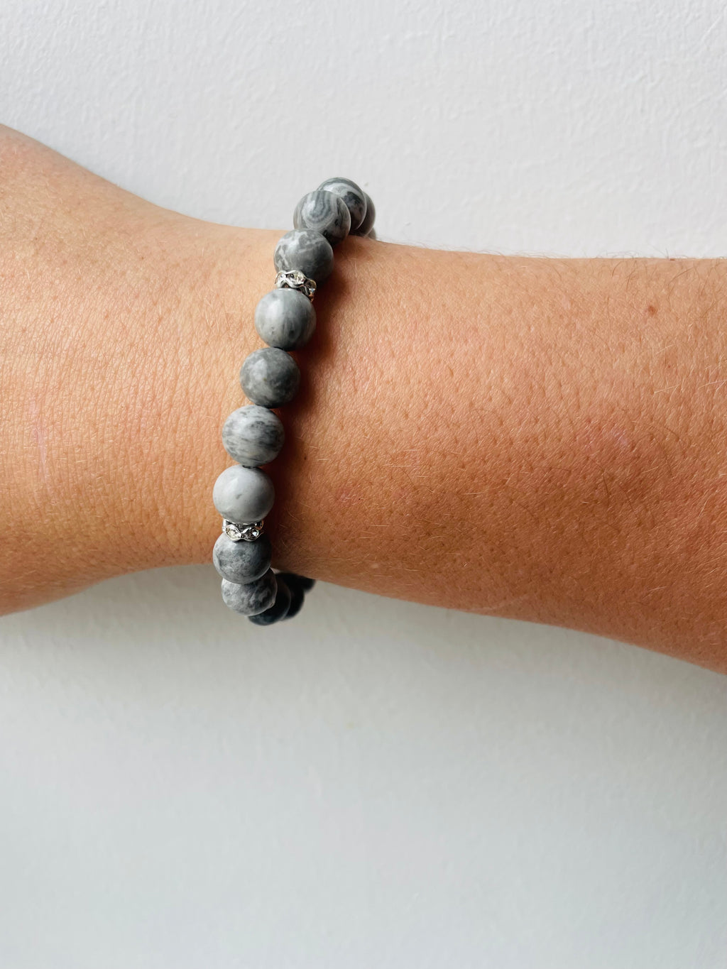 Natural stone Grey Jasper beads bracelet